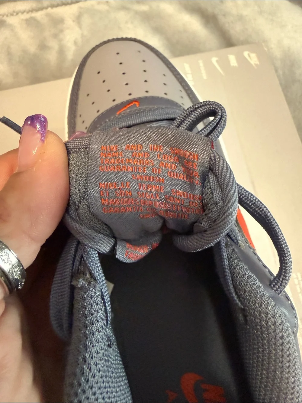 Nike Kids Air Force One Gray Sneakers with Red Swoosh